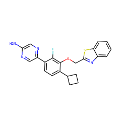 Nc1cnc(-c2ccc(C3CCC3)c(OCc3nc4ccccc4s3)c2F)cn1 ZINC000224583098