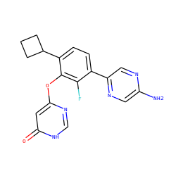 Nc1cnc(-c2ccc(C3CCC3)c(Oc3cc(=O)[nH]cn3)c2F)cn1 ZINC000224562965