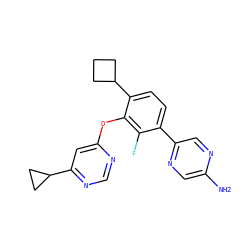 Nc1cnc(-c2ccc(C3CCC3)c(Oc3cc(C4CC4)ncn3)c2F)cn1 ZINC000224546084