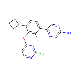 Nc1cnc(-c2ccc(C3CCC3)c(Oc3ccnc(Cl)n3)c2F)cn1 ZINC000212159526