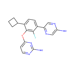 Nc1cnc(-c2ccc(C3CCC3)c(Oc3ccnc(N)n3)c2F)cn1 ZINC000212159626