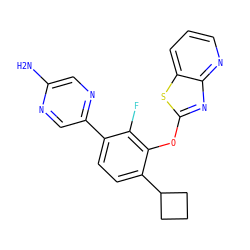 Nc1cnc(-c2ccc(C3CCC3)c(Oc3nc4ncccc4s3)c2F)cn1 ZINC000224551558