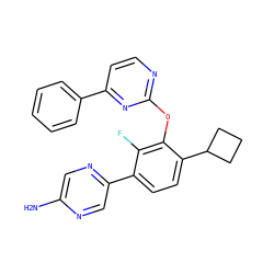 Nc1cnc(-c2ccc(C3CCC3)c(Oc3nccc(-c4ccccc4)n3)c2F)cn1 ZINC000212165502