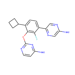Nc1cnc(-c2ccc(C3CCC3)c(Oc3nccc(N)n3)c2F)cn1 ZINC000224559284
