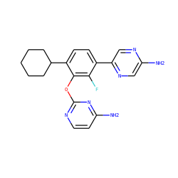Nc1cnc(-c2ccc(C3CCCCC3)c(Oc3nccc(N)n3)c2F)cn1 ZINC000224567253