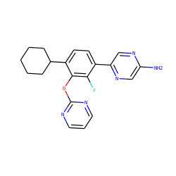 Nc1cnc(-c2ccc(C3CCCCC3)c(Oc3ncccn3)c2F)cn1 ZINC000224558603