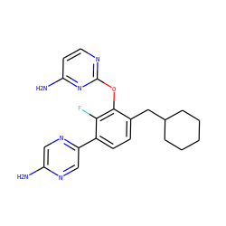Nc1cnc(-c2ccc(CC3CCCCC3)c(Oc3nccc(N)n3)c2F)cn1 ZINC000224576848