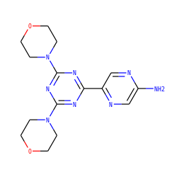 Nc1cnc(-c2nc(N3CCOCC3)nc(N3CCOCC3)n2)cn1 ZINC001772589079