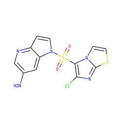 Nc1cnc2ccn(S(=O)(=O)c3c(Cl)nc4sccn34)c2c1 ZINC000043063414