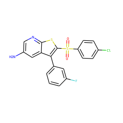 Nc1cnc2sc(S(=O)(=O)c3ccc(Cl)cc3)c(-c3cccc(F)c3)c2c1 ZINC000138815051