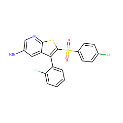 Nc1cnc2sc(S(=O)(=O)c3ccc(Cl)cc3)c(-c3ccccc3F)c2c1 ZINC000149906521