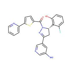 Nc1cncc(C2=NN(C(=O)c3ccc(-c4ccccn4)s3)[C@H](c3c(O)cccc3F)C2)c1 ZINC000071335082