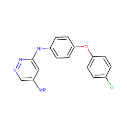 Nc1cnnc(Nc2ccc(Oc3ccc(Cl)cc3)cc2)c1 ZINC000084604596