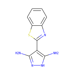 Nc1n[nH]c(N)c1-c1nc2ccccc2s1 ZINC000114400250