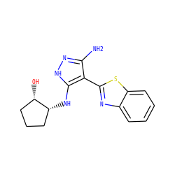 Nc1n[nH]c(N[C@@H]2CCC[C@@H]2O)c1-c1nc2ccccc2s1 ZINC000114400493
