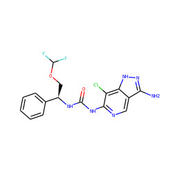 Nc1n[nH]c2c(Cl)c(NC(=O)N[C@H](COC(F)F)c3ccccc3)ncc12 ZINC001772592925