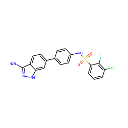 Nc1n[nH]c2cc(-c3ccc(NS(=O)(=O)c4cccc(Cl)c4F)cc3)ccc12 ZINC000299837977
