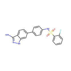 Nc1n[nH]c2cc(-c3ccc(NS(=O)(=O)c4ccccc4F)cc3)ccc12 ZINC000299840901