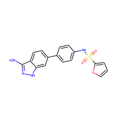 Nc1n[nH]c2cc(-c3ccc(NS(=O)(=O)c4ccco4)cc3)ccc12 ZINC000299820651