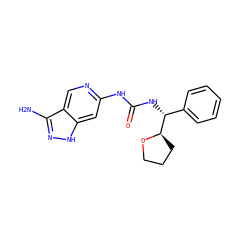 Nc1n[nH]c2cc(NC(=O)N[C@H](c3ccccc3)[C@H]3CCCO3)ncc12 ZINC000210678673