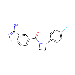 Nc1n[nH]c2ccc(C(=O)N3CC[C@H]3c3ccc(F)cc3)cc12 ZINC001772605798