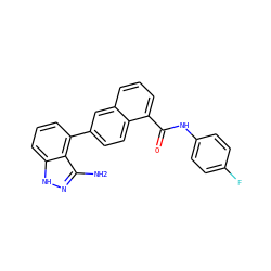 Nc1n[nH]c2cccc(-c3ccc4c(C(=O)Nc5ccc(F)cc5)cccc4c3)c12 ZINC000169350184