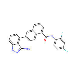 Nc1n[nH]c2cccc(-c3ccc4c(C(=O)Nc5ccc(F)cc5F)cccc4c3)c12 ZINC000169350185