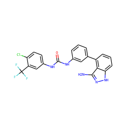Nc1n[nH]c2cccc(-c3cccc(NC(=O)Nc4ccc(Cl)c(C(F)(F)F)c4)c3)c12 ZINC000473152379