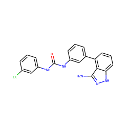 Nc1n[nH]c2cccc(-c3cccc(NC(=O)Nc4cccc(Cl)c4)c3)c12 ZINC000473147503
