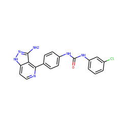Nc1n[nH]c2ccnc(-c3ccc(NC(=O)Nc4cccc(Cl)c4)cc3)c12 ZINC000029129896