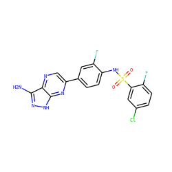Nc1n[nH]c2nc(-c3ccc(NS(=O)(=O)c4cc(Cl)ccc4F)c(F)c3)cnc12 ZINC000103256105