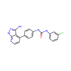 Nc1n[nH]c2nccc(-c3ccc(NC(=O)Nc4cccc(Cl)c4)cc3)c12 ZINC000029129564