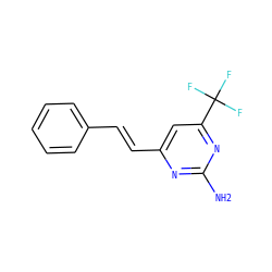 Nc1nc(/C=C/c2ccccc2)cc(C(F)(F)F)n1 ZINC000058519919