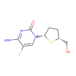 Nc1nc(=O)n([C@@H]2CC[C@H](CO)S2)cc1F ZINC000006524251