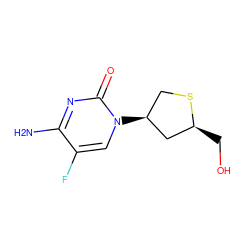 Nc1nc(=O)n([C@H]2CS[C@@H](CO)C2)cc1F ZINC000027322277
