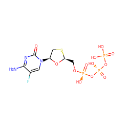 Nc1nc(=O)n([C@H]2CS[C@@H](CO[P@@](=O)(O)O[P@@](=O)(O)OP(=O)(O)O)O2)cc1F ZINC000013642543