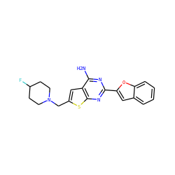 Nc1nc(-c2cc3ccccc3o2)nc2sc(CN3CCC(F)CC3)cc12 ZINC000140443275