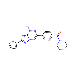 Nc1nc(-c2ccc(C(=O)N3CCOCC3)cc2)cn2nc(-c3ccco3)nc12 ZINC000028525563