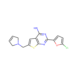 Nc1nc(-c2ccc(Cl)o2)nc2sc(CN3CC=CC3)cc12 ZINC000118605375