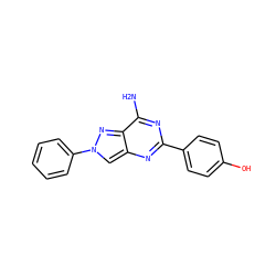 Nc1nc(-c2ccc(O)cc2)nc2cn(-c3ccccc3)nc12 ZINC000653753175