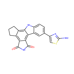 Nc1nc(-c2ccc3[nH]c4c5c(c6c(c4c3c2)C(=O)NC6=O)CCC5)cs1 ZINC000028897204