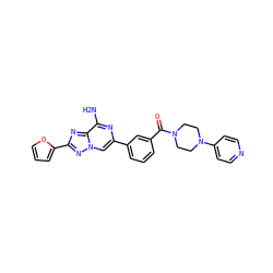Nc1nc(-c2cccc(C(=O)N3CCN(c4ccncc4)CC3)c2)cn2nc(-c3ccco3)nc12 ZINC000028526394