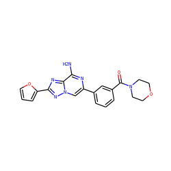 Nc1nc(-c2cccc(C(=O)N3CCOCC3)c2)cn2nc(-c3ccco3)nc12 ZINC000028526395