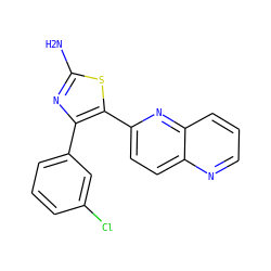 Nc1nc(-c2cccc(Cl)c2)c(-c2ccc3ncccc3n2)s1 ZINC000013582004
