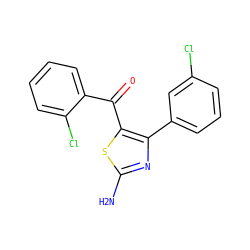 Nc1nc(-c2cccc(Cl)c2)c(C(=O)c2ccccc2Cl)s1 ZINC000113416166