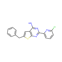 Nc1nc(-c2cccc(Cl)n2)nc2sc(Cc3ccccc3)cc12 ZINC000096907797