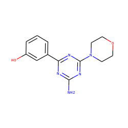 Nc1nc(-c2cccc(O)c2)nc(N2CCOCC2)n1 ZINC000653743775