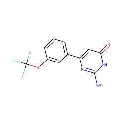 Nc1nc(-c2cccc(OC(F)(F)F)c2)cc(=O)[nH]1 ZINC000103254698