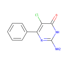 Nc1nc(-c2ccccc2)c(Cl)c(=O)[nH]1 ZINC000005117422