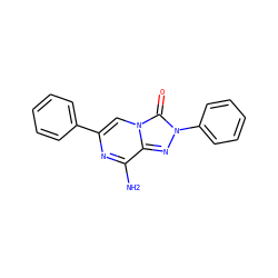 Nc1nc(-c2ccccc2)cn2c(=O)n(-c3ccccc3)nc12 ZINC001772605455